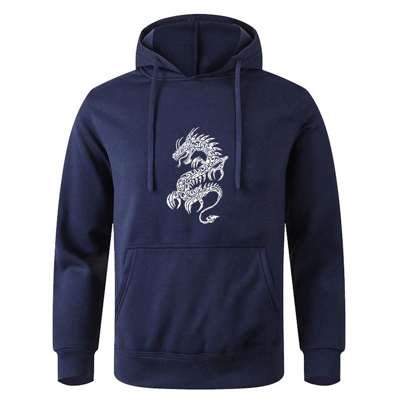 Men's Multi - Color Fashionable Casual Sports Fitness Printed Pocket Pullover Sweatshirt Hoodie