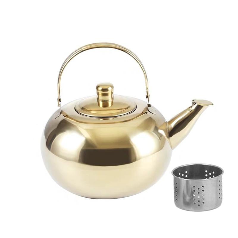 Stainsless Steel Teapots with Infuser Short Spouts Coffee Kettles