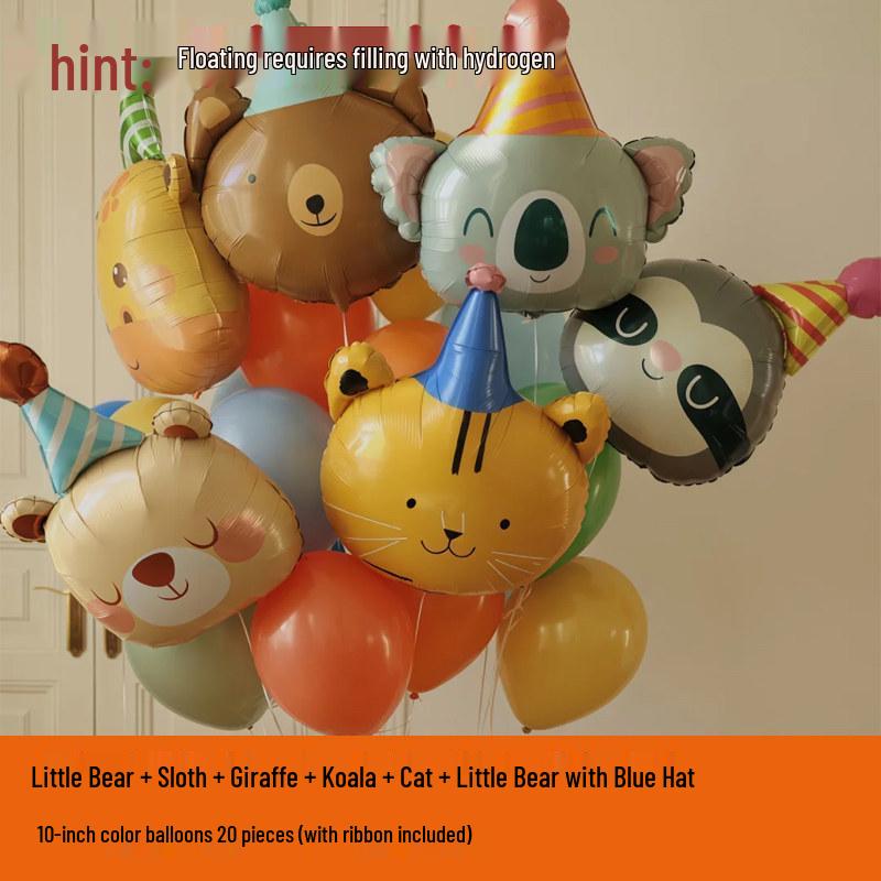 Cute Cartoon Animal Foil Balloons for Baby's First Birthday or Children's Festival Decorations