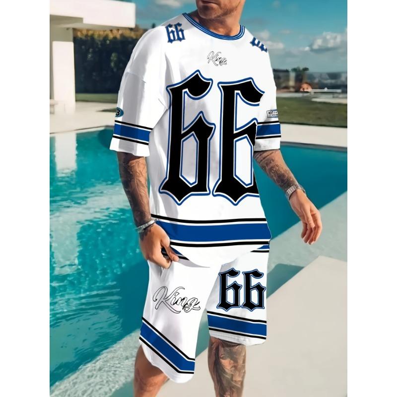 2026 Summer New Men's Short-Sleeved Set with 3D Letter Patter