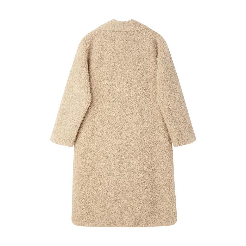 Thickened Mid-length Lamb Wool Jacket for Women In Autumn and Winter New Style Suit Collar Warm Fur One-piece Coat