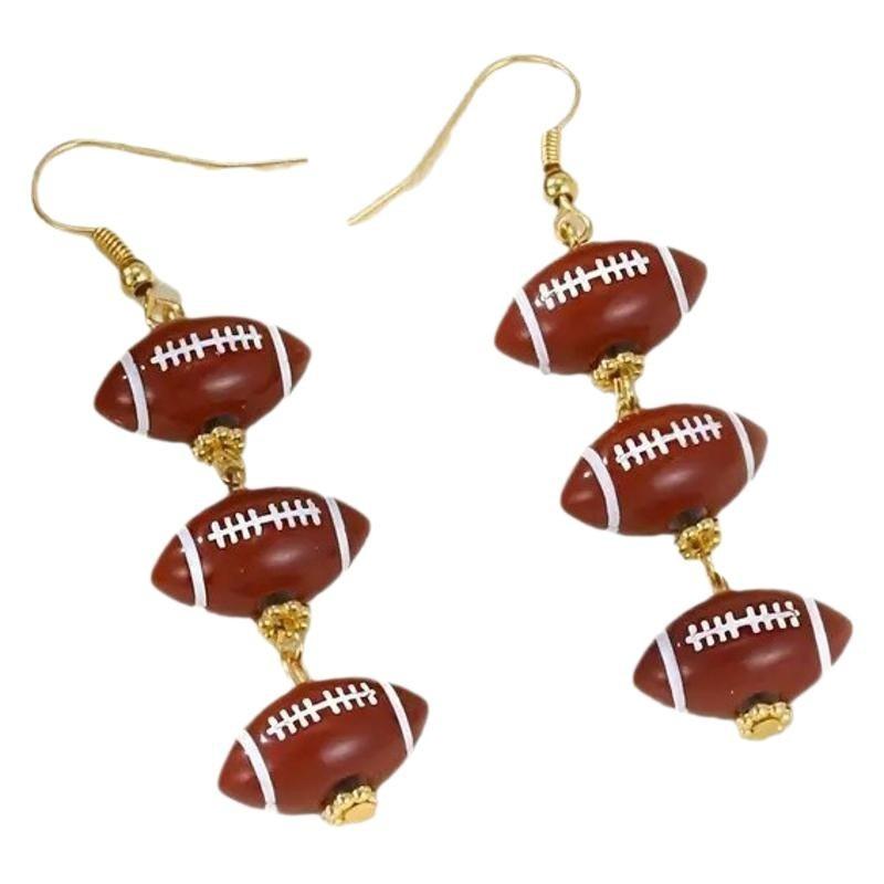 Hot Sale Long Basketball Super Bowl Football Acrylic Beaded Earrings Sports Style