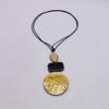 Boho Vintage Oval Resin Long Necklace Women Adjustable Black Leather Rope Retro Geometric Pendant Statement Jewelry Accessory Gi