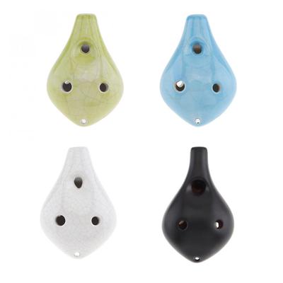 6 gaten Alt toon C Ocarina Keramiek Zwart Aardewerk IJs Crack Fluit Instrument met Hang Touw