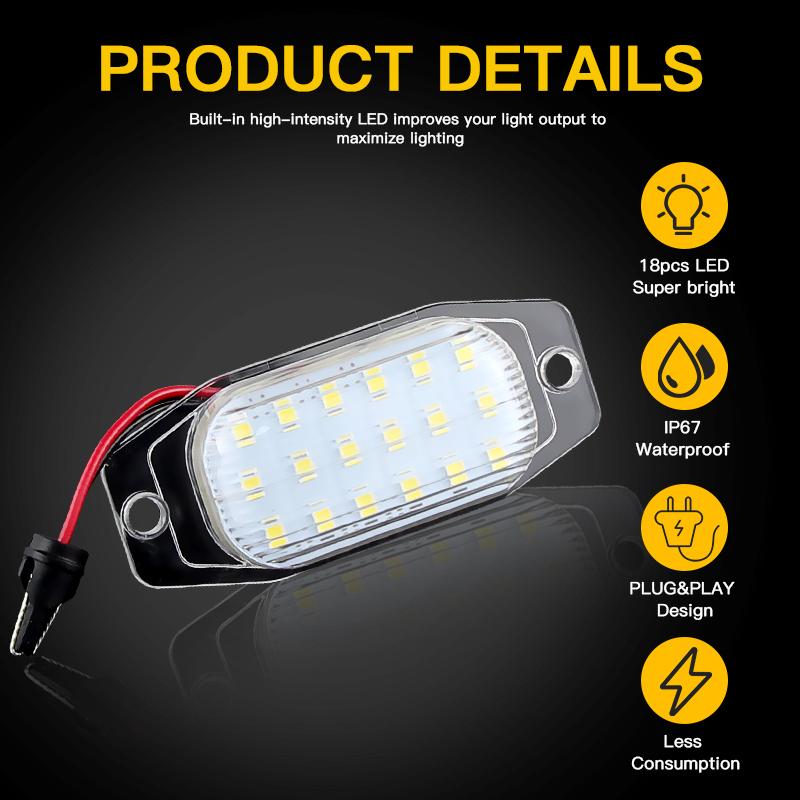 2x LED Licence Plate Light Lamp for Toyota FJ Cruiser XJ10 GSJ15 2007-2014 Toyota Land Cruiser FJ80 1991-1997 81271-24010