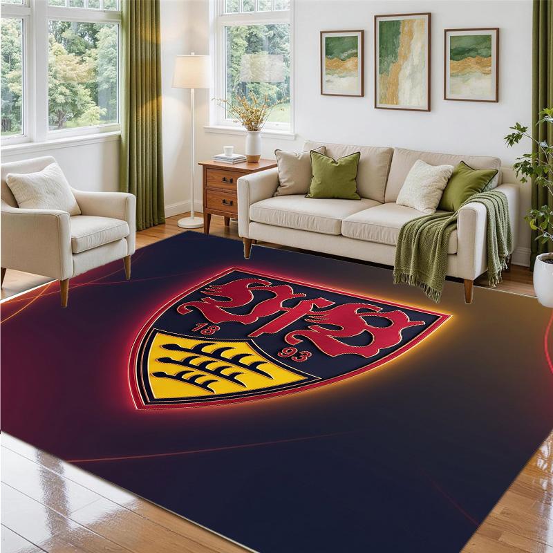 Tappeto in Velluto Cristallo Design Calcio VfB Stuttgart Tappetino Decorativo Morbido per Ingresso Camera da Letto
