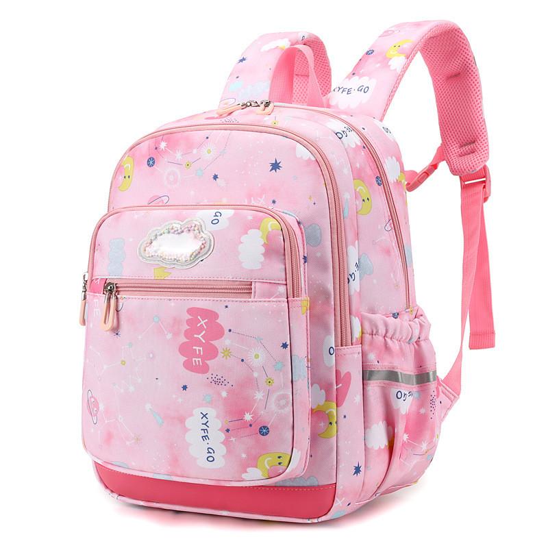 Cute And Fun Durable Nylon School Backpack For Boys And Girls With Comfortable Arm Straps And Cartoon Print