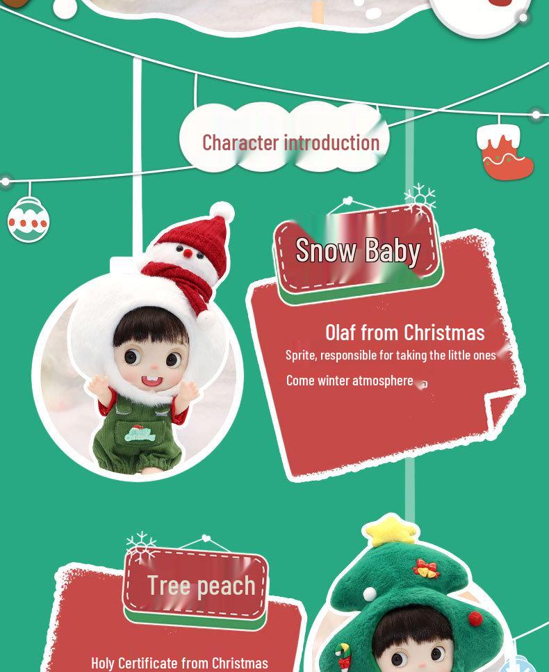 Trendy 9-inch BJD Christmas Tree Snowman Doll with Changeable Clothes - Hot-selling Holiday Gift