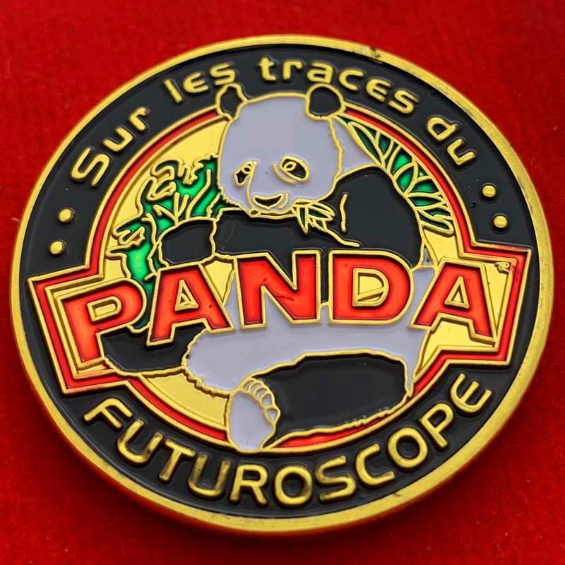 Badge, Panda Coin, Cartoon Commemorative Badge, Collector s Coin, Gold Coin, 30mm Painted Coin Commemorative Coin