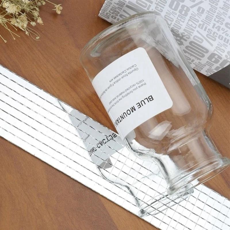 1m/Role Samolepicí Skutečné Sklo Mini Čtvercové Zrcadlové Mozaikové Obklady Nálepky Koupelna DlYPárty Ručně Vyráběné Řemeslo Domácí Dekorace Výroba