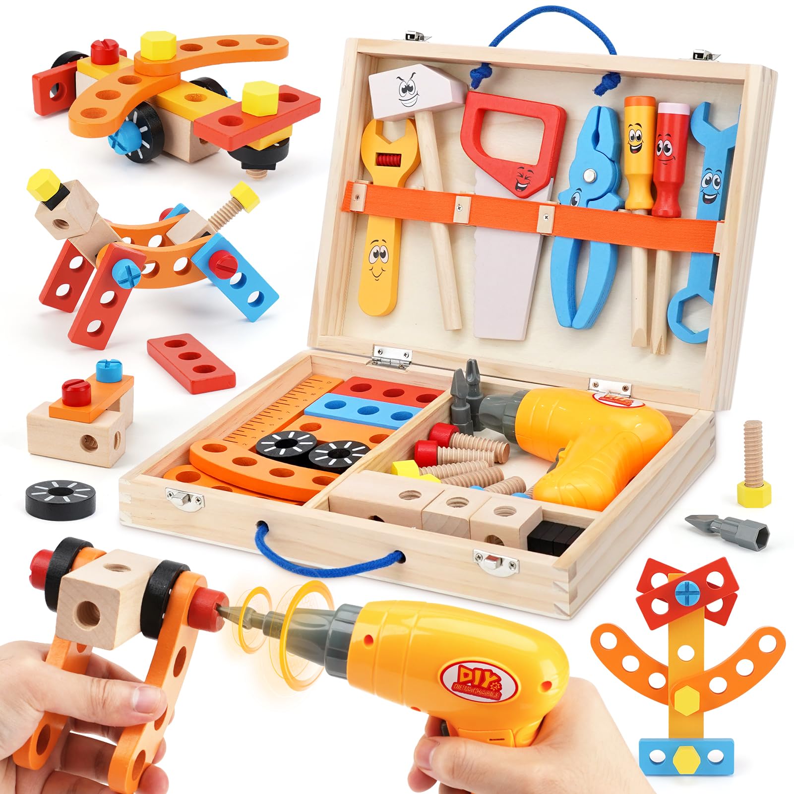 

Carpenter educational toy for boys and girls ages and Montessori wooden perfect as a birthday gift for a boy or Christmas toy, 3, 4, 5, 6. toys,