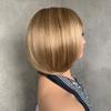 Short Straight White Bob Wigs Women Golden Brown Synthetic Natural Hair with Bangs Heat Resistant Fibre Cosplay Daily Use
