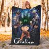 1pc Coraline Animation Theme Design Flannel Blanket - 3D Printed Soft Warm, All-Season Lightweight Throw for Camping Travel Bed-080719