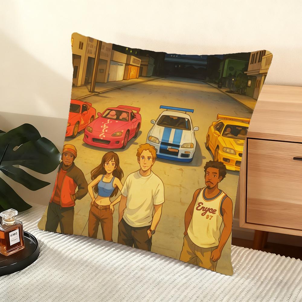 F-Fast And F-Furious Movie Cushion Cover Soft Short Plush Pillow Cover Smooth Cozy Texture Aesthetic Cushion Case Home Decor