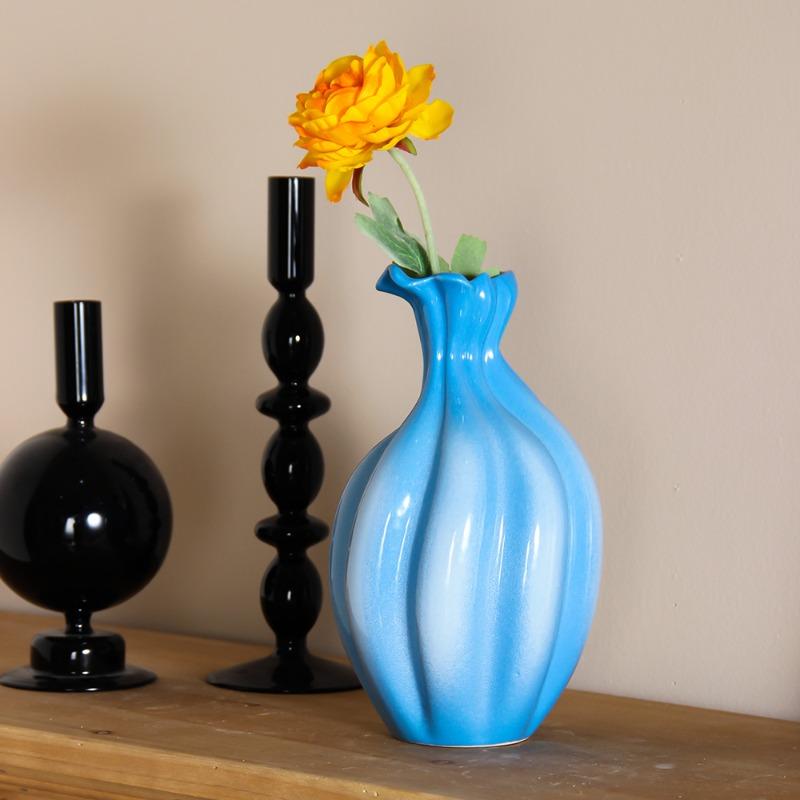 European-style Ceramic Vase Blue High-end Hydroponic Flower Arranger Living Room and Dining Table Floral Vase Home Decoration