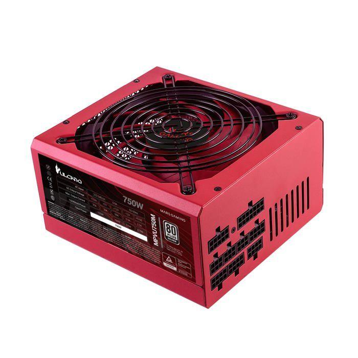 Alimentation Modulaire - MARS GAMING - MPVU750M - Rouge - Efficacité énergétique - Ultra-silencieux