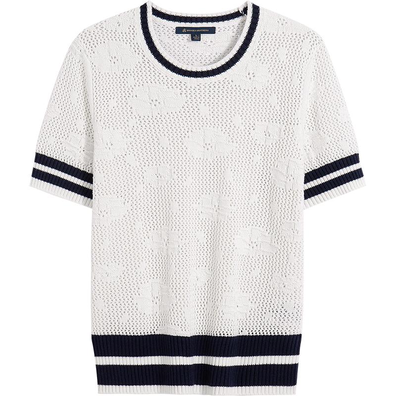 Женский хлопковый трикотажный топ с коротким рукавом Brooks Brothers Весна/Лето M