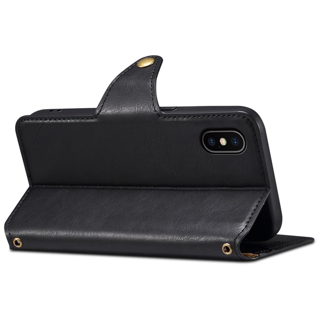 DENIOR For iPhone X/XS 5.8 inch Case Card Slots Cowhide Texture Phone Cover