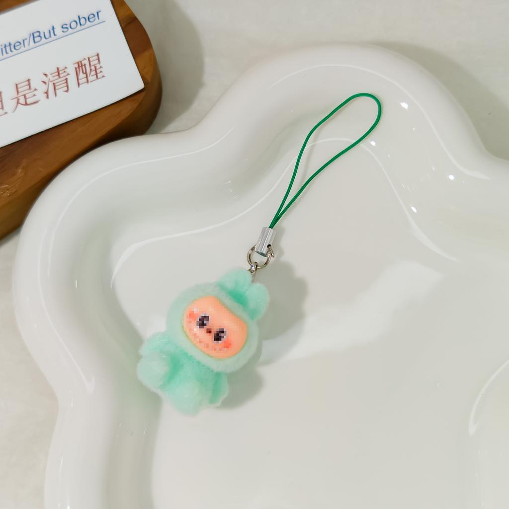 Mobile Phone Rope M34 Flocking Keychain Pendant Rab Cloth Doll Bag Pendant Creative Small Gift Hanging