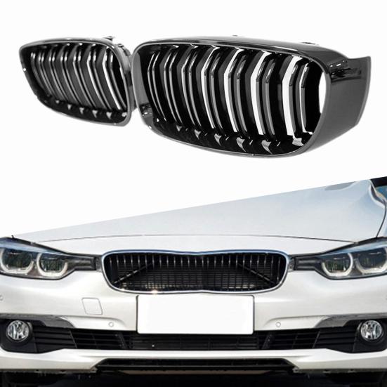 1Pair Front Grilles Direct Replacement Glossy Black Auto Grills 51137294803 51137294804 for BMW 3 Series F34 GT 14-16