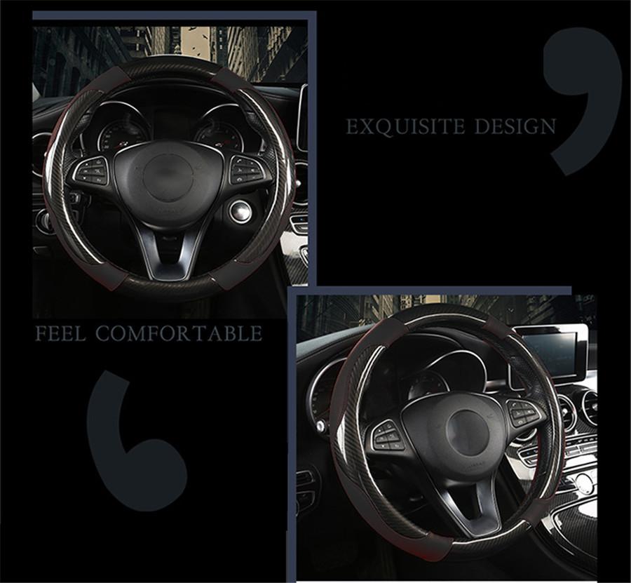 Crystal Carbon Fiber Fashion Sports Steering Wheel Cover Car Wheel Cover Non-slip Leather Braid For Steering Wheel
