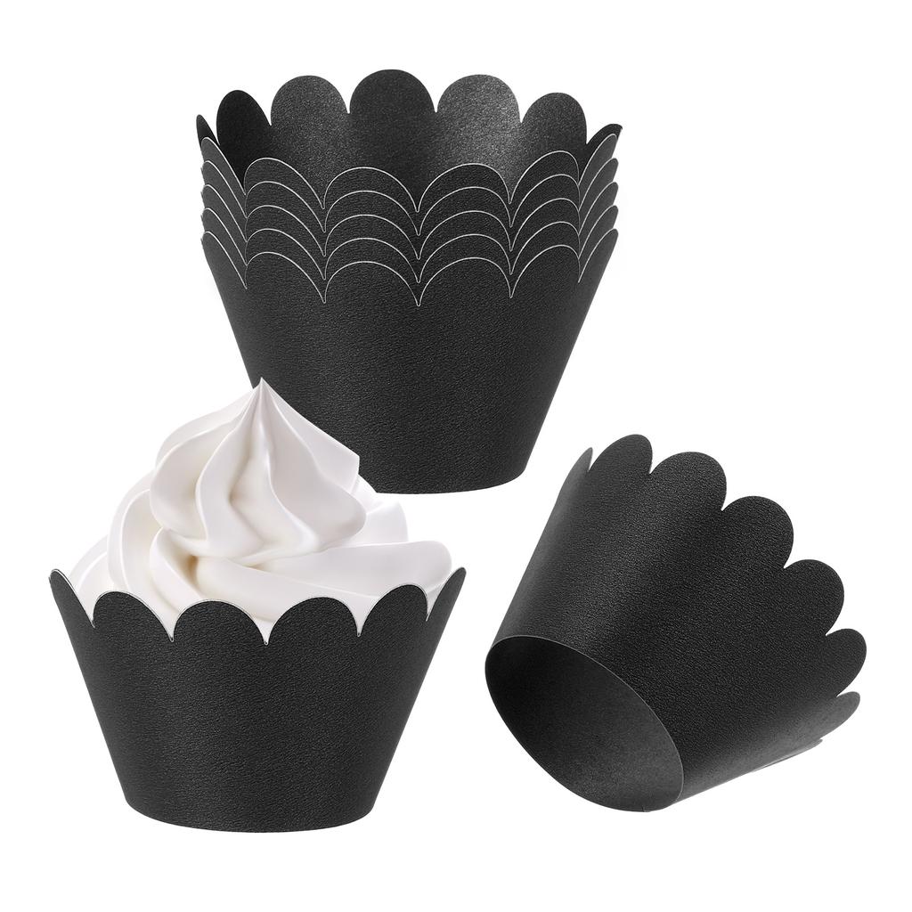 50pcs Baking Cupcake Wrapper Wraps Cake Box Baking Cups Standard Wave Decoration for Anniversary Birthday Weddings Parties