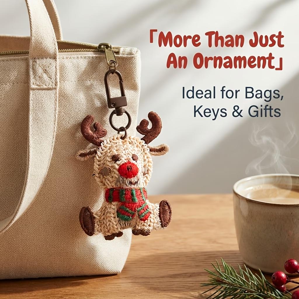 Christmas Keychain Set Cute Knit Stocking Bag Charms Holiday Gift Tags Purse Accessories Stocking Stuffers for Women Girls