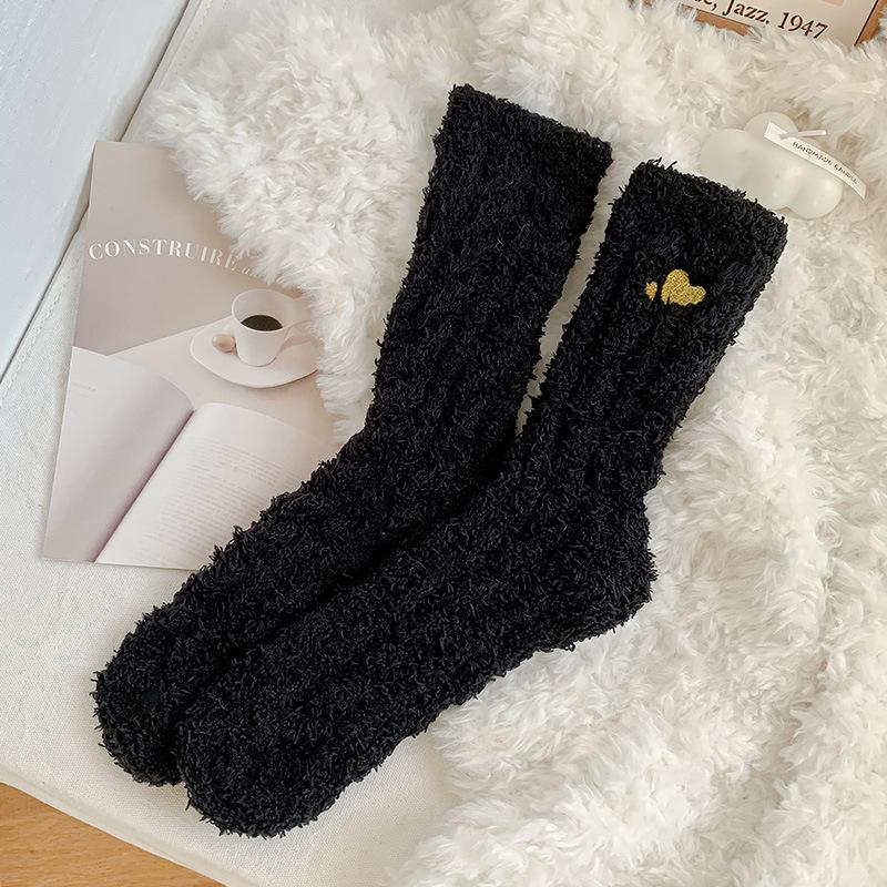 Loose, Tight-fitting Coral Fleece Warm Floor Socks for Women's Sleep In Autumn and Winter