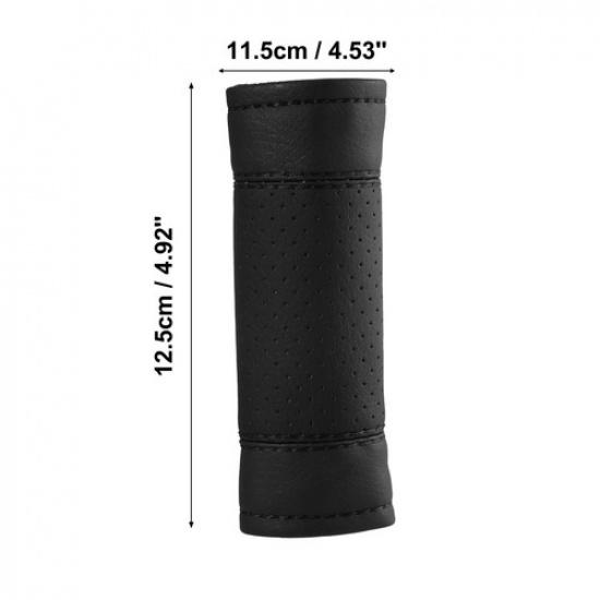 2pc Car Accessories Faux Leather Door Soft Handle Cover Protector Black