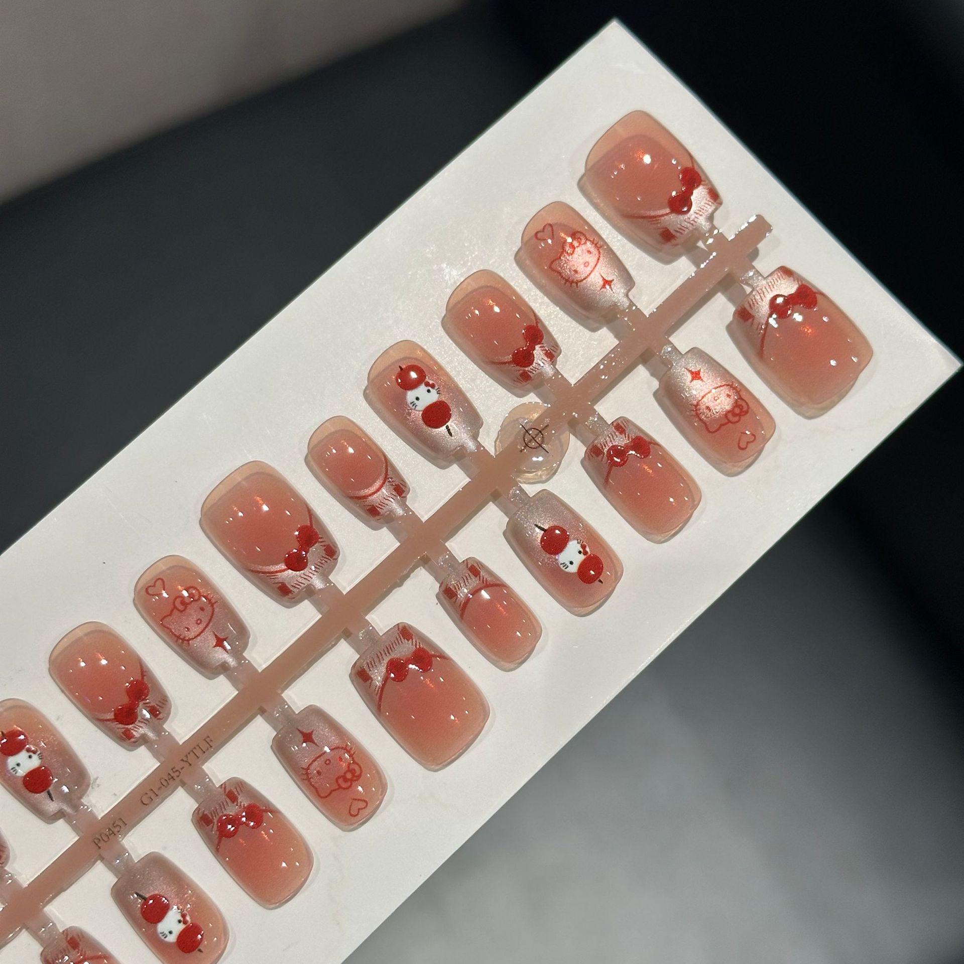 Осенне-зимние накладные ногти Fu Lu  Сладкий кошачий глаз  - Высококачественный осветляющий стиль.