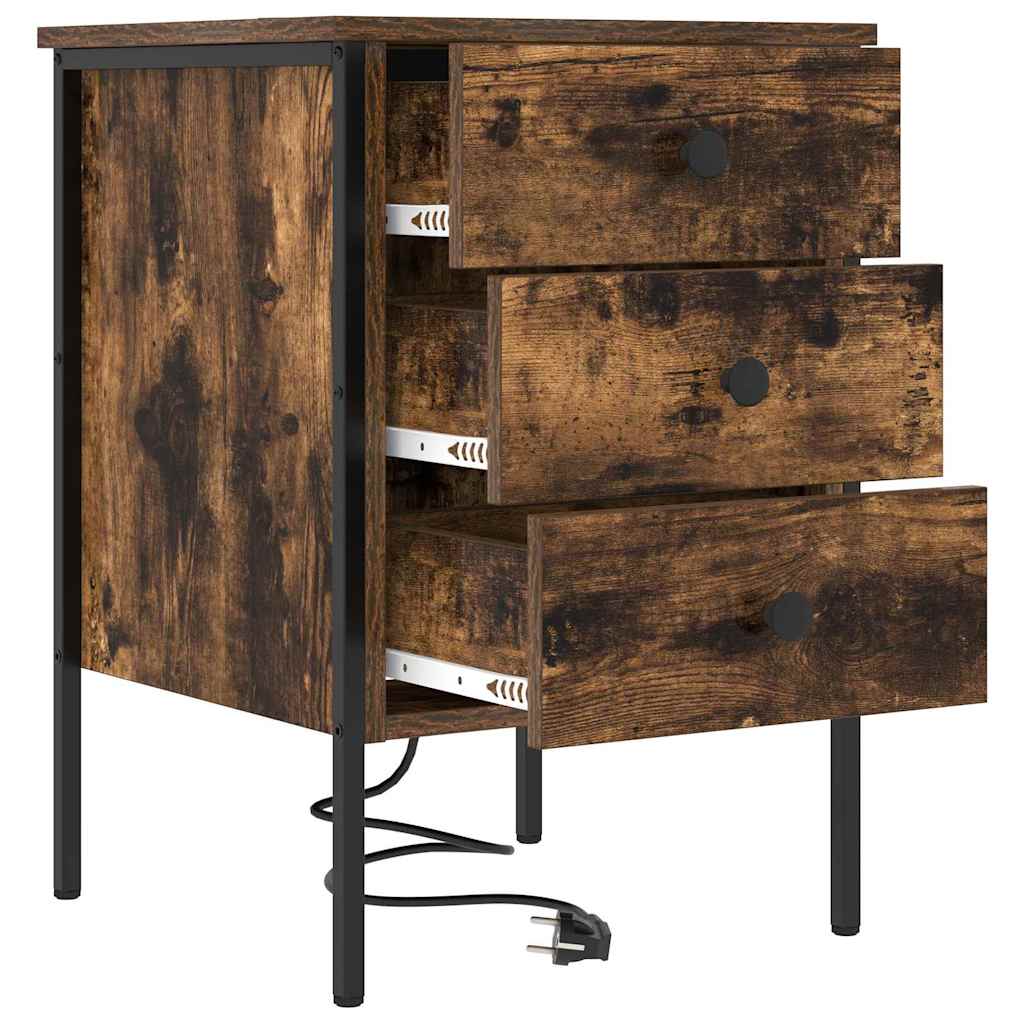 Nightstand Smoked Oak 42 X 41 X 61 Cm Engineered Wood