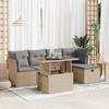 Vidaxl 6-Cz. Garden Furniture Set With Cushions, Beige, Poly Rattan
