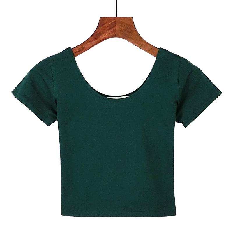 Korean Style Slim High-Waist Crop Top - Short Sleeve Belly Button Tee for Women