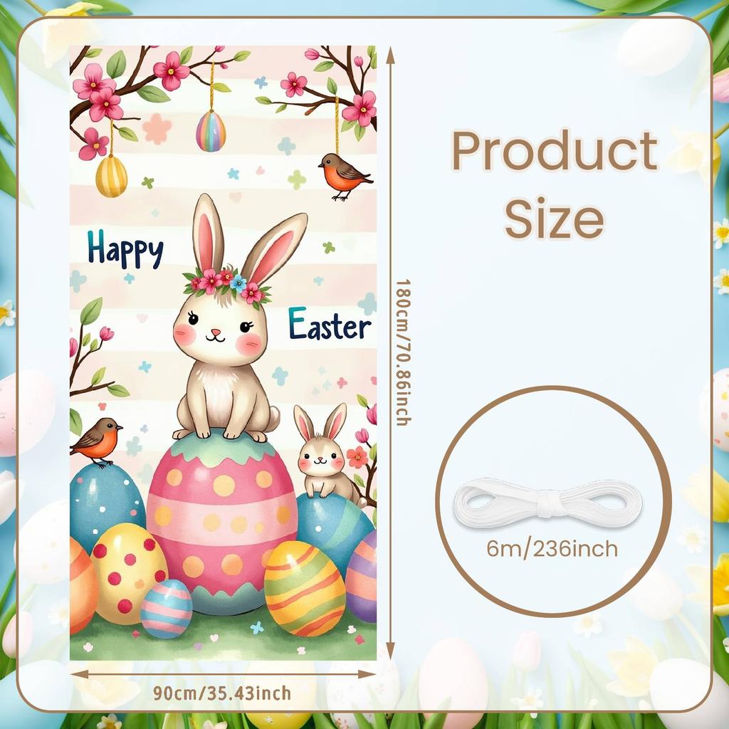 Bunny Celebration Display Pink Polka Dots Rabbit Background Easter Display Cartoon Easter Decor Banner For Holiday Gift Holiday