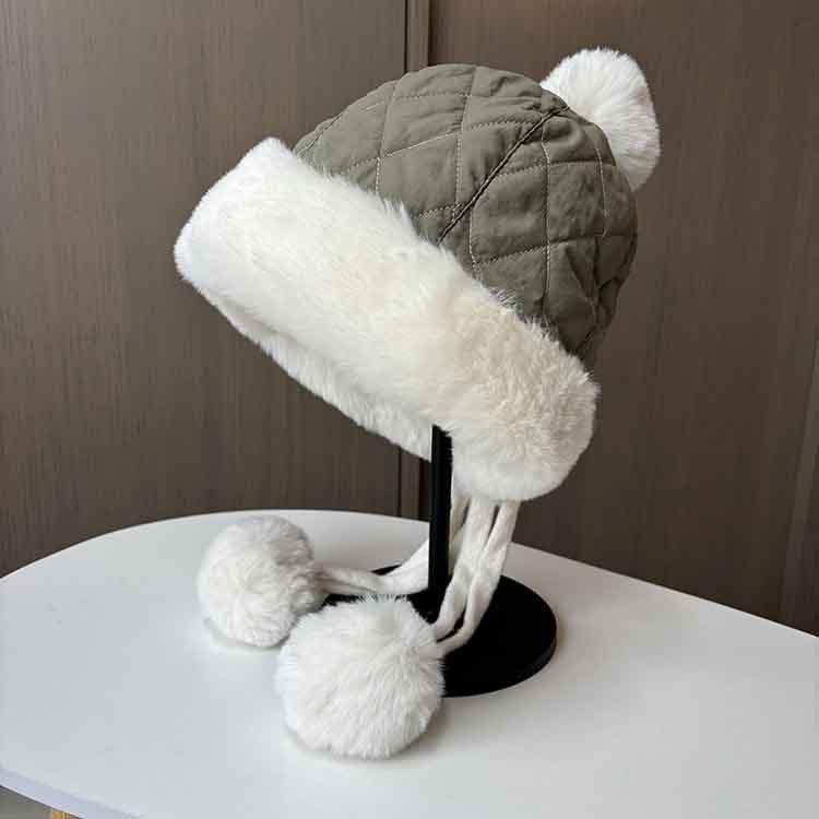 Hat Women'S Winter Thickened Warm Lei Feng Hat Plush Ear Protector Hat Casual Versatile Northern Cold-Proof Down Ski Hat