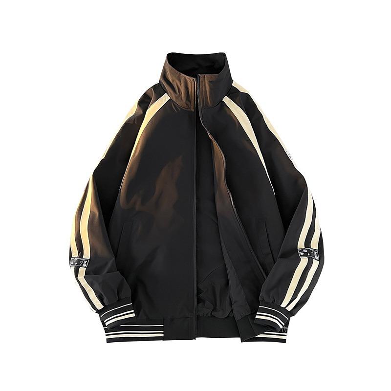 

Куртка с воротником-стойкой, модная на весну и осень, контрастного цвета, мужская свободная и универсальная повседневная куртка с воротником-стойкой M