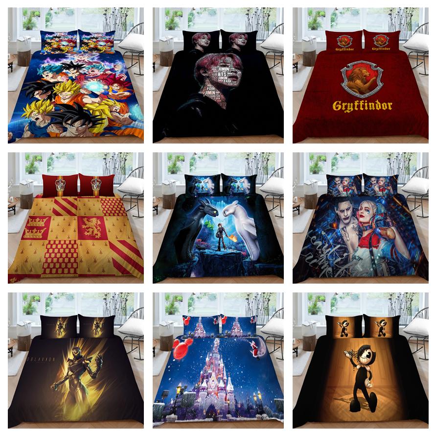 

Комплект постельного белья с 3D-мультяшным аниме, постельное белье для спальни, одеяло и наволочка, 2/3 предмета классического роскошного моющегося и быстросохнущего постельного белья