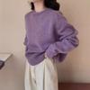Retro-inspired Relaxed-fit -colour -neck Jumper For Women /winter Loose-fit Pullover Soft And Cosy Knitwear For Women