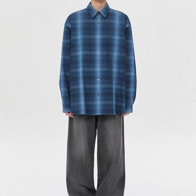 Oversize Fit Check Shirt Navy C9sam26202nyx