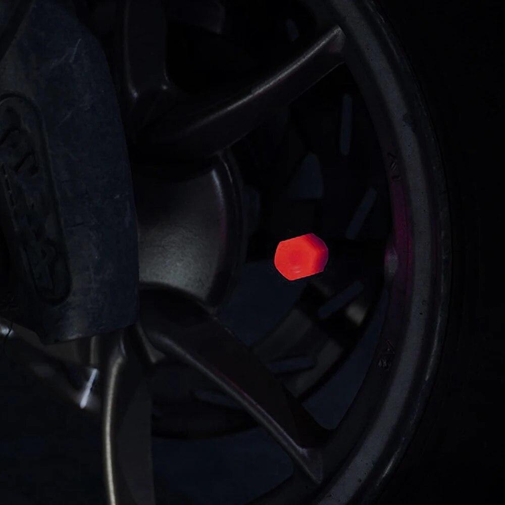 Leuchtende Ventilkappen Fluoreszierend Rot Nachtleuchtend Auto Motorrad Fahrrad Rad Styling Reifennabe Universalkappe Dekor 4 Stück