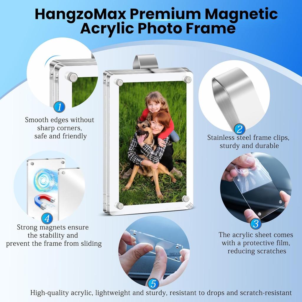 2 Pcs Car Picture Holder For Sun Visor, 2.4×3.5 Inch Acrylic Magnetic Visor Photo Clip For Car, Car Sunshade Photo Frame, Display Your Precious