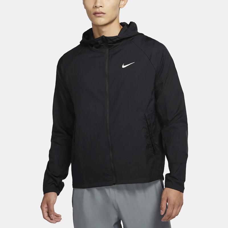 Nike Small Logo Solid Color Hooded Sports Jacket Men Outerwear Black CU5358-010
