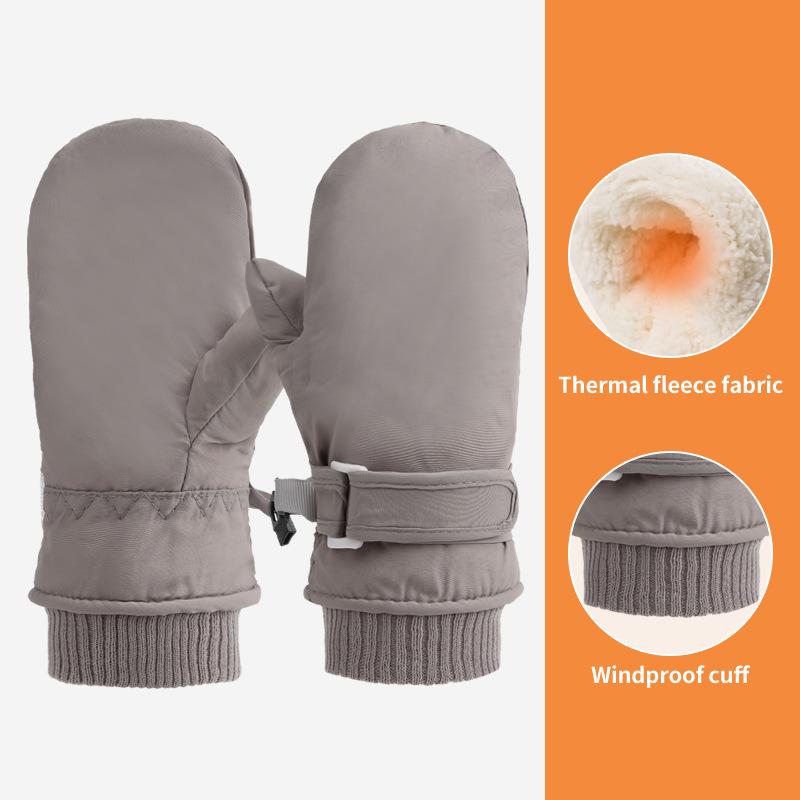 Kids' Quick-Dry Warm Ski Gloves with Waterproof Fabric and Thick Velvet Lining