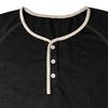 Men's Contrast Piping Raglan Henley T Shirt Placket Slub Cotton Short Sleeve Casual Summer Tee