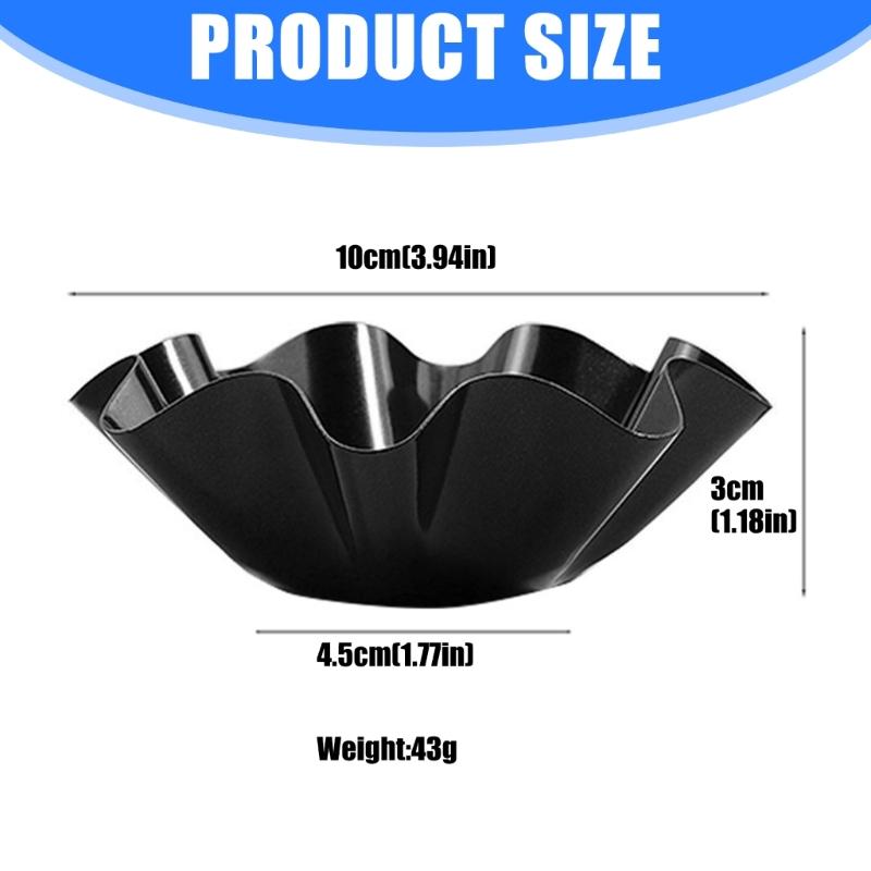 Set of 4 Multifunctional Fluted Flower Shape Cake Pan Carbon Steel Reusable Tortillas Shell Molds for Home Baking