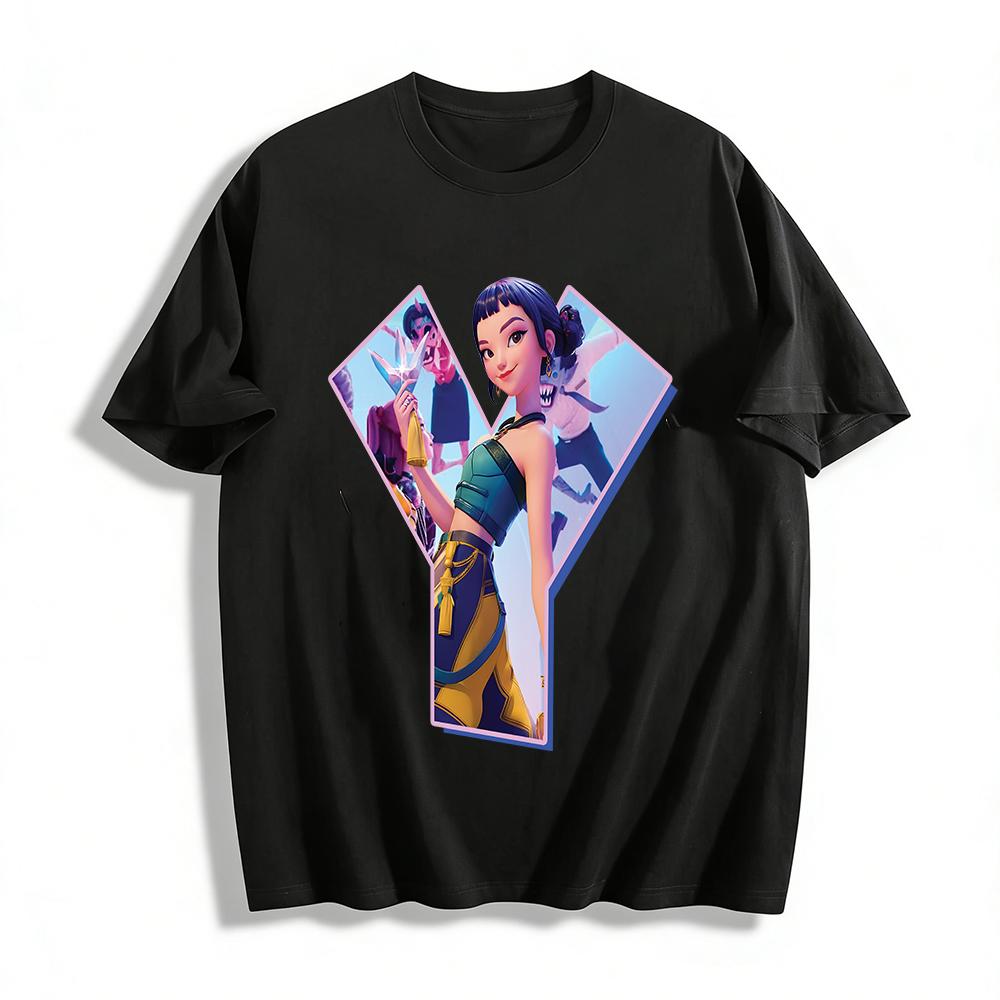 

Cool Stylish Girl Print T-Shirt, Trendy Virtual Character Themed Casual Top For Daily Wear Pure cotton T-shirt 6XL
