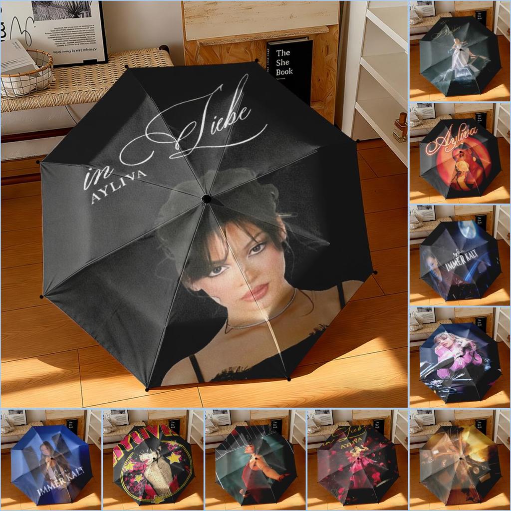 1pc Ayliva's Album Cover Umbrella Portable Folding Umbrella Iron Frame Hole Bone Structure Outdoor Home Umbrella