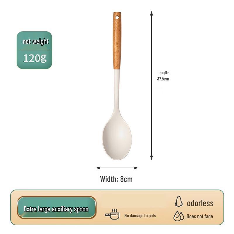 

ZISIZ Silicone Kitchen Utensils with Beech Wood Handle