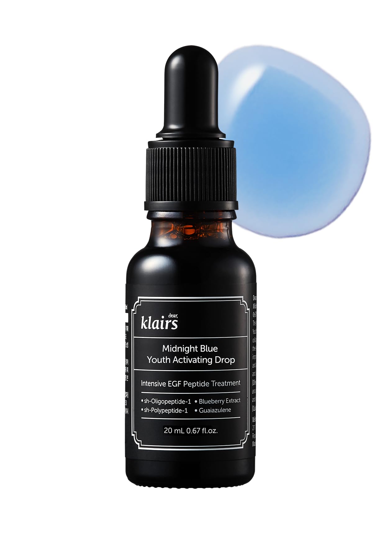 

Klairs Midnight Blue Youth Activating Drop Serum for Troubled Skin Skin Delicate Moisturizing Korean Cosmetics (20ml) - Anti-aging, Elasticity, EGF,