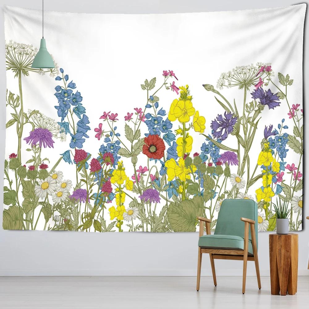 VIKAMA Boho Floral Greenery Tapestry Fern Leaf Natural Landscape Wall Hanging Aesthetic Home Decor